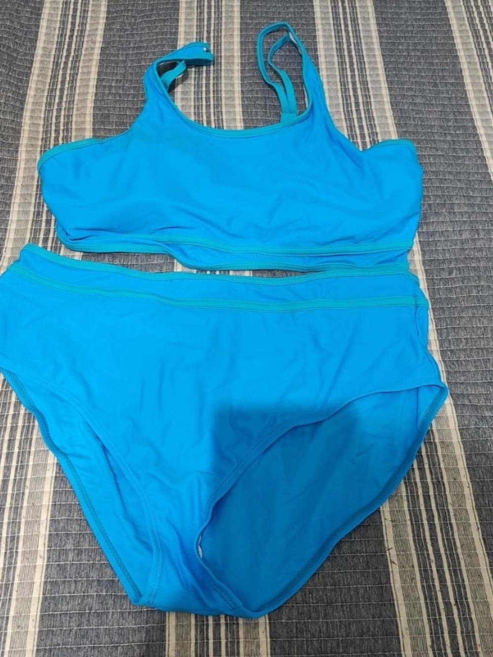 Women’s Blue Two-Piece Swim Set - Sporty Tank Top & Brief